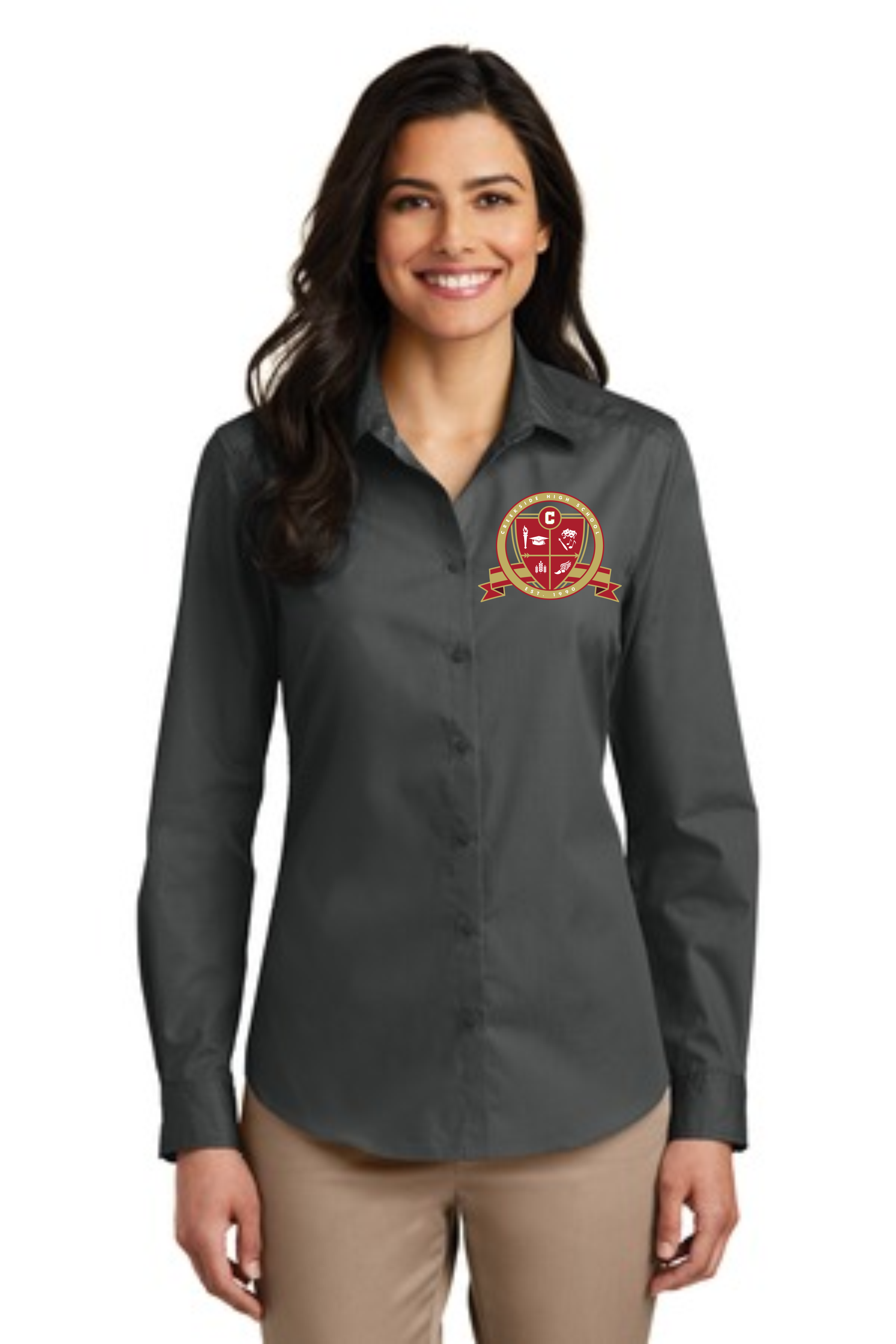 CR - Long sleeve care free Ladies Poplin shirt - style LW100